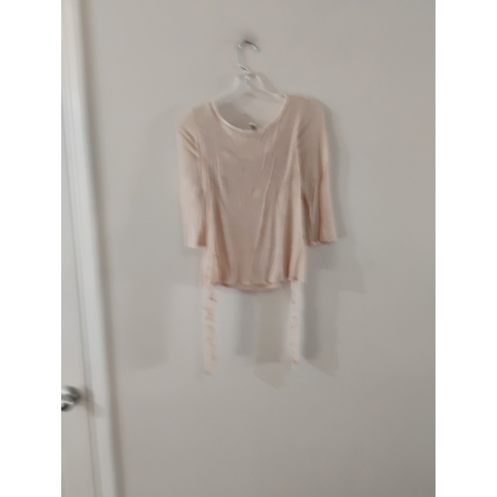 LC Lauren Conrad Womens Peach Knit Top Floral Trim Side Tie Open Back Small